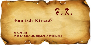 Henrich Kincső névjegykártya